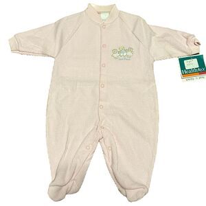 Vintage Healthtex Baby Sleep N Play Pink Best Friend Bears Size 3-6 Mos NOS